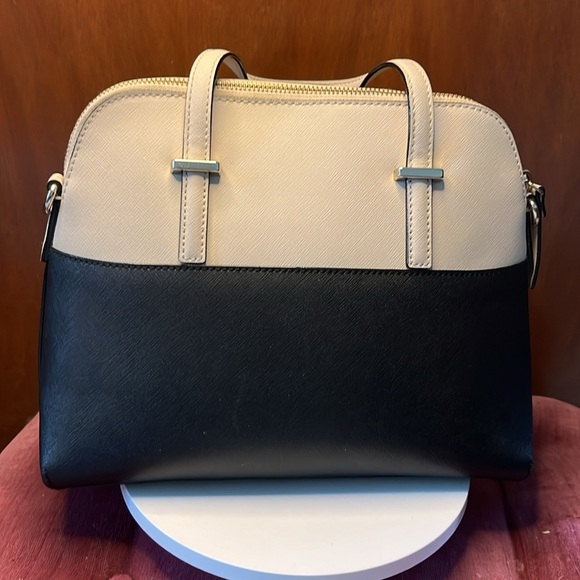 Kate Spade   Dome top Satchel   Color block beige/black  Crossbody  Cedar Street - Picture 7 of 16